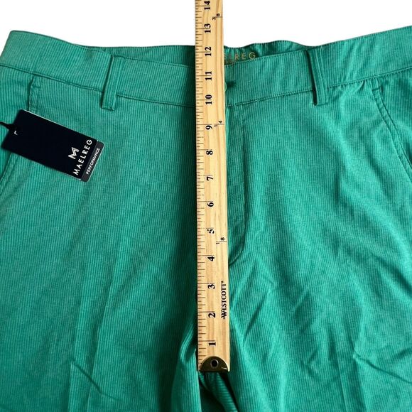 Maelreg Mens Stripe Sea Green Polyester 10" Inseam Stretch Performance Shorts 34 - Picture 5 of 10